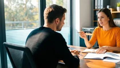 Beratungsgespräch bei der Agentur für Arbeit bezüglich Bildungsgutschein.