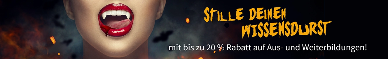 Stille deinen Wissensdurst mir bis zu 20 % Rabatt auf ALLE Aus- und Weiterbildungen!